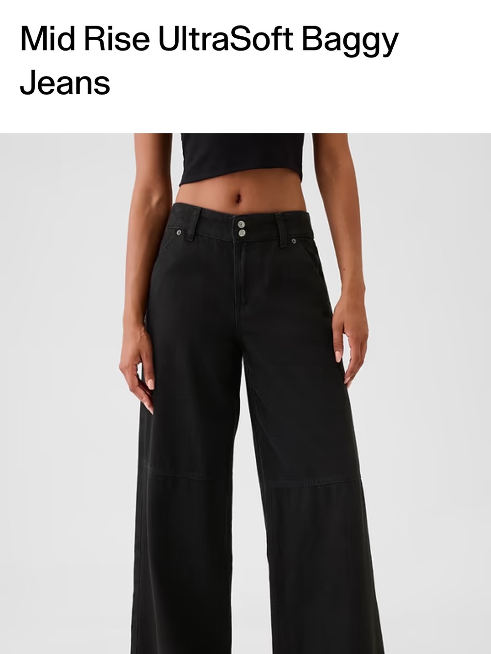 GAP Mid-Rise Wide Leg Jeans - Black